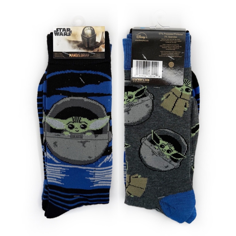 Star Wars The Mandalorian Crew Socks Mens Womens Baby Yoda Grogu Disney Fun Gift